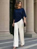 FIESOLE - Completo Due Pezzi con Blusa Drappeggiata Donna