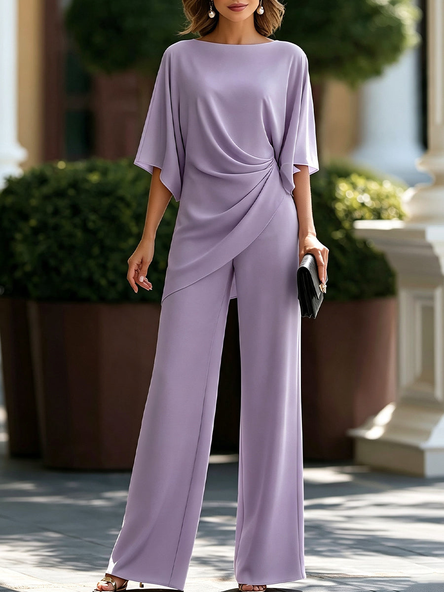 FIESOLE - Completo Due Pezzi con Blusa Drappeggiata Donna
