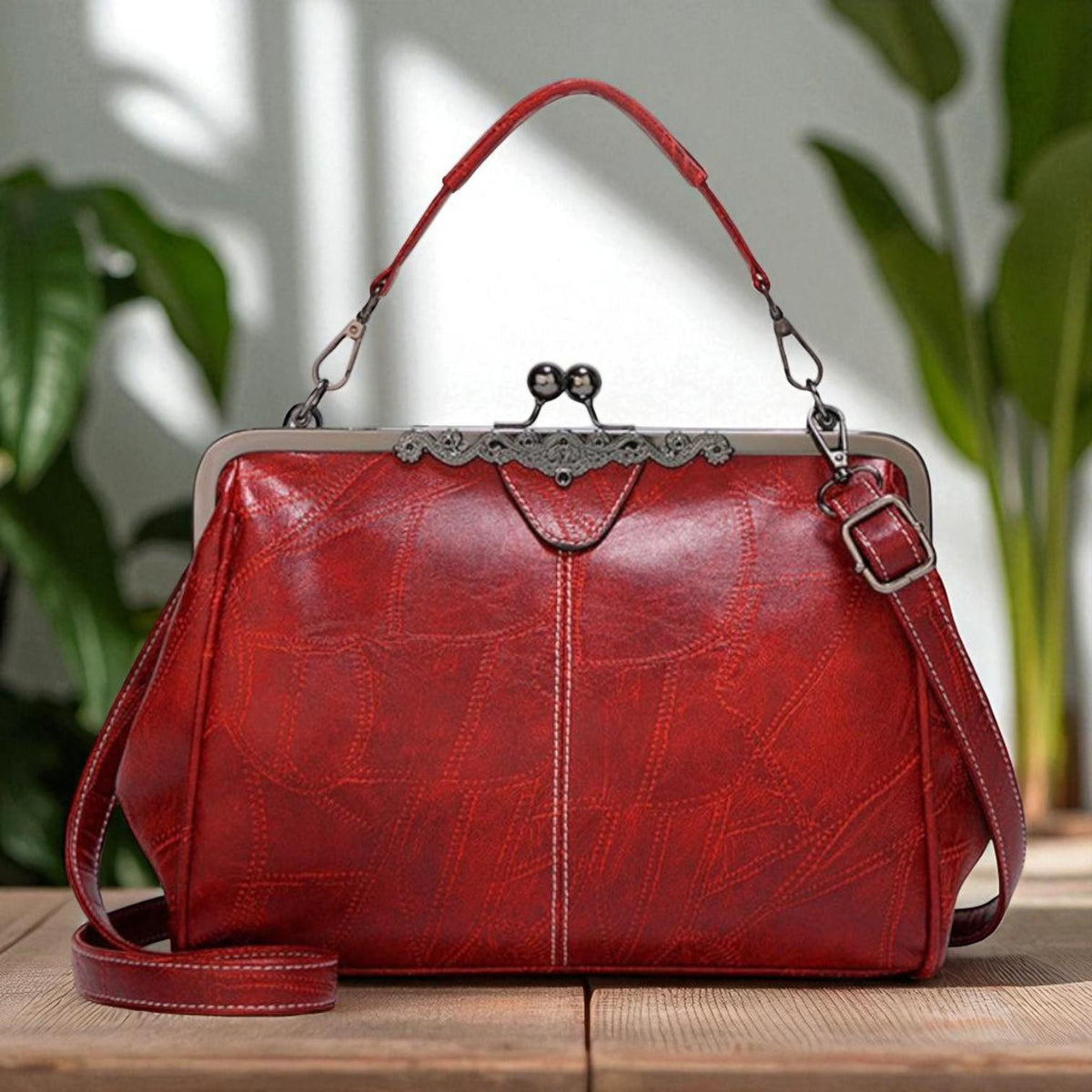 Borsa Vintage con Chiusura a Scatto Donna