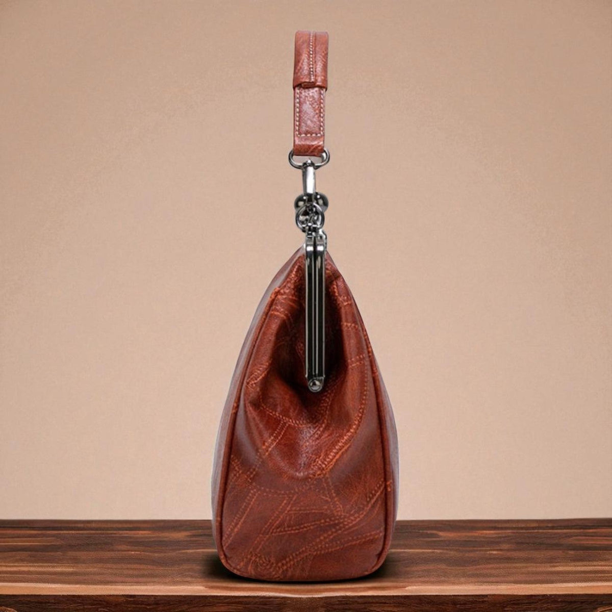 Borsa Vintage con Chiusura a Scatto Donna