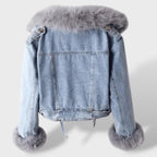 Giacca di Jeans con Pelliccia Sintetica Donna