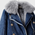 Giacca di Jeans con Pelliccia Sintetica Donna