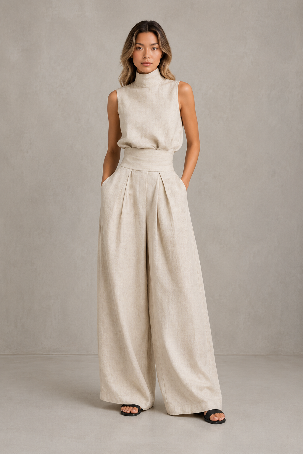Completo Minimalista in Cotone e Lino Donna