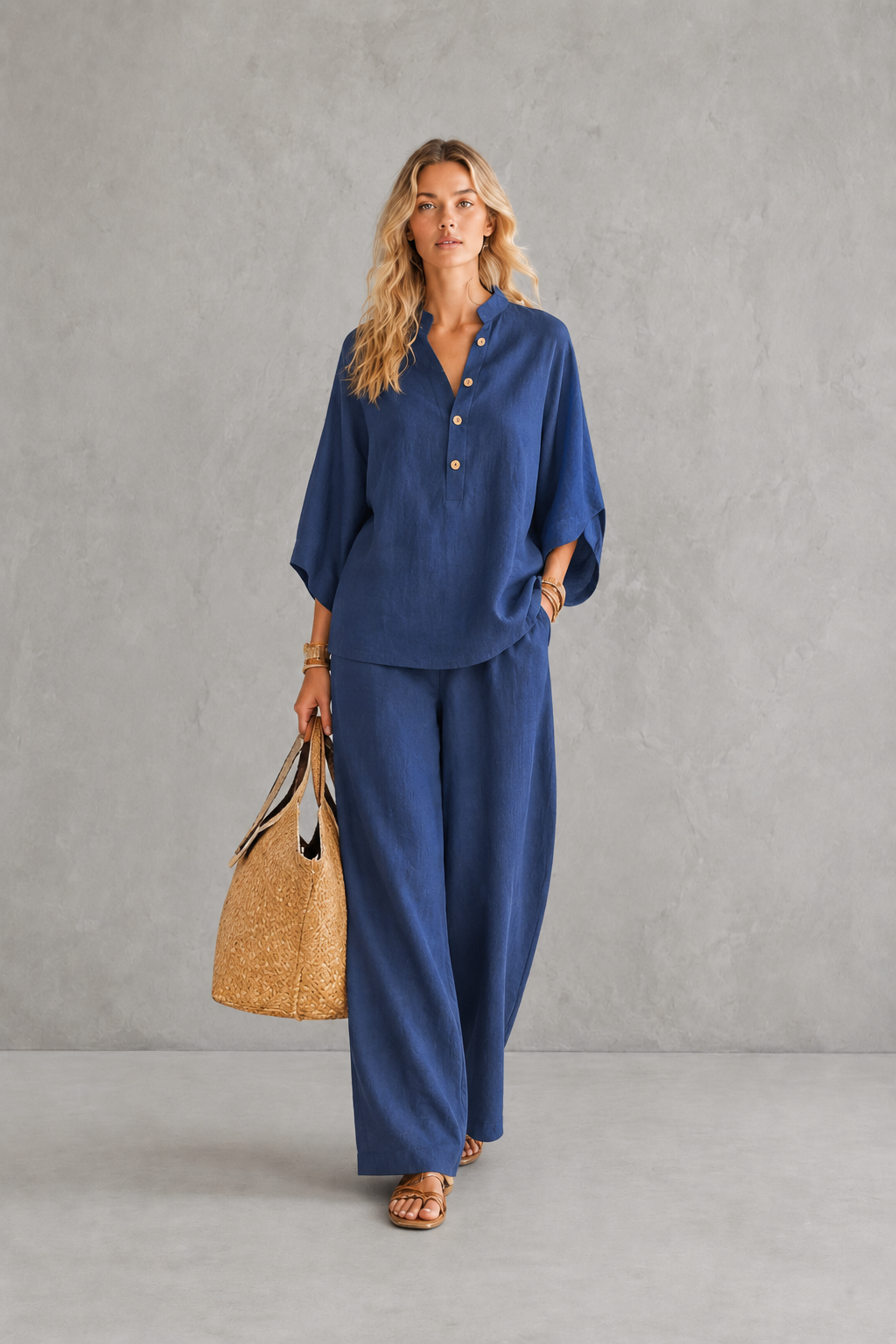 Completo in Lino con Maniche a Pipistrello Donna