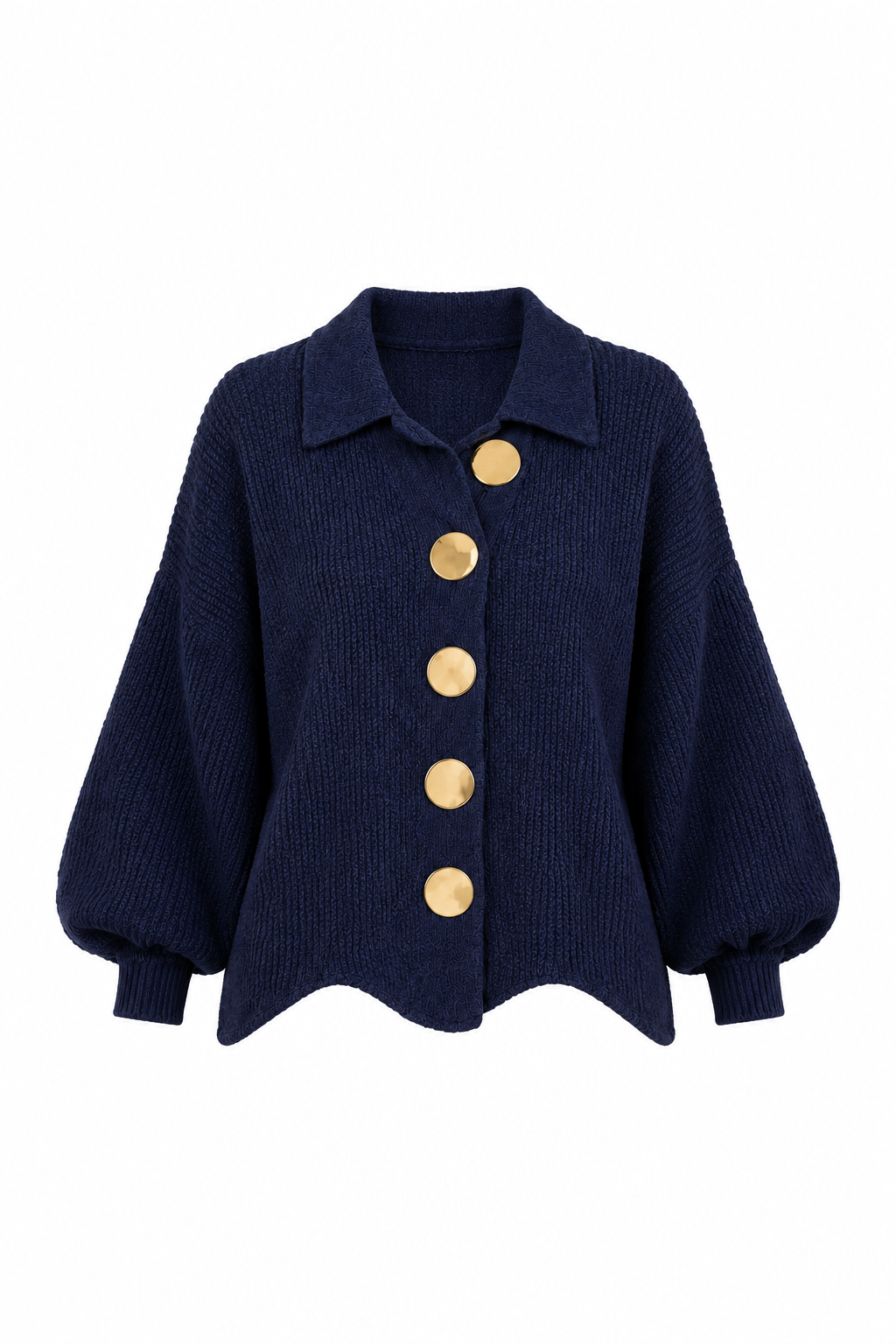 CERVINIA - Cardigan in maglia con bottoni dorati, colore Blu Navy, dettaglio