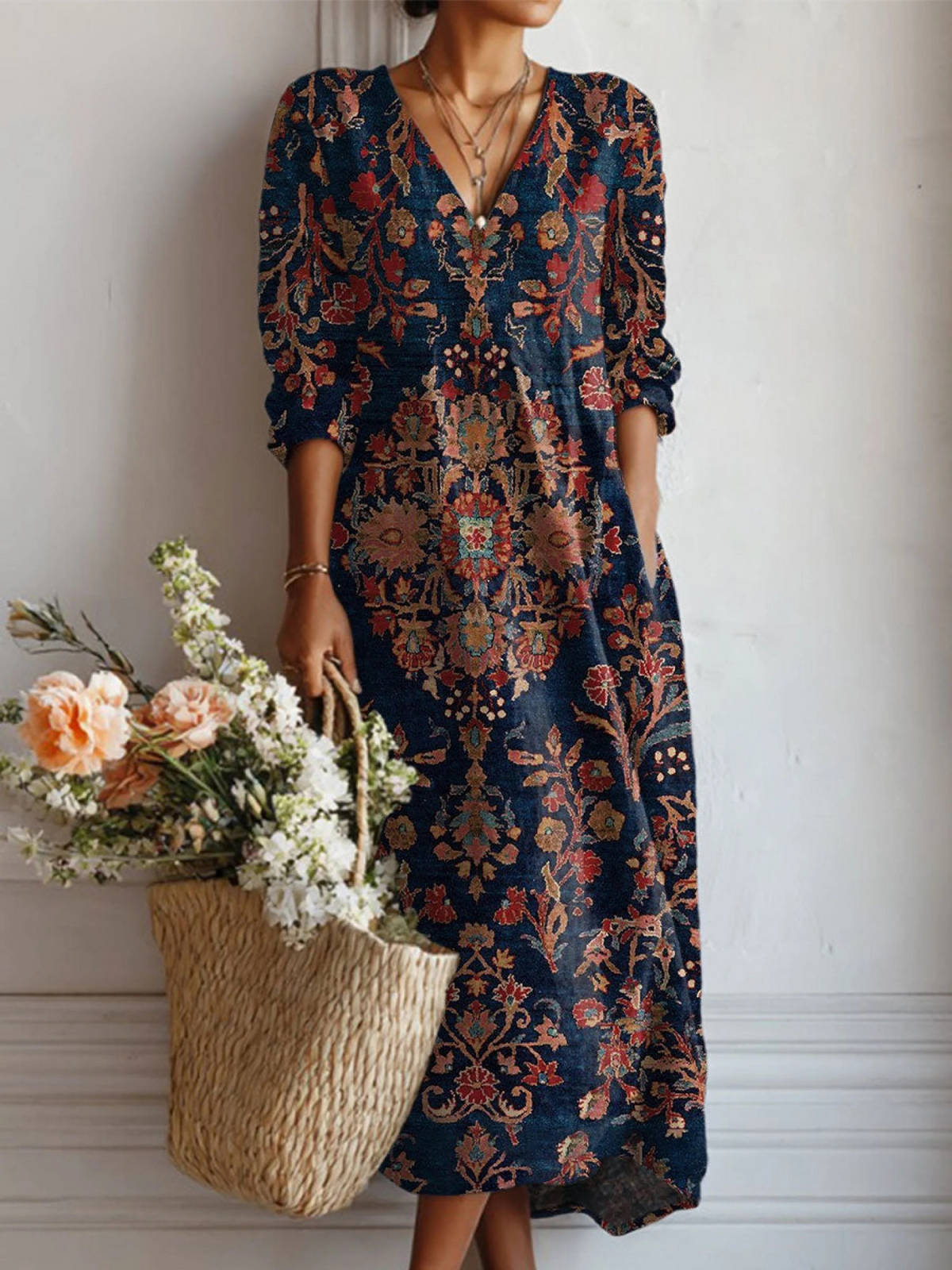 FIRENZE - Abito Lino Boho Floreale – LO STILE CHE RESPIRA LIBERTÀ
