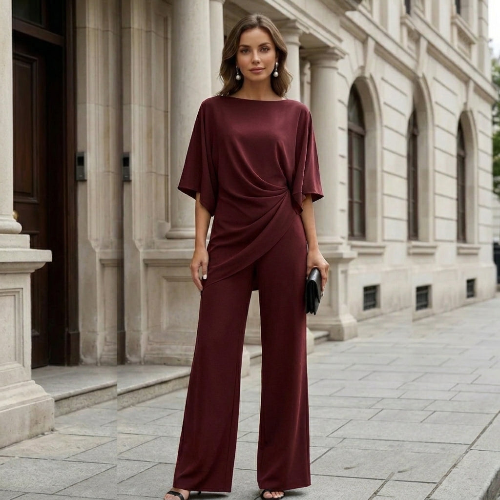 FIESOLE - Completo Due Pezzi con Blusa Drappeggiata Donna
