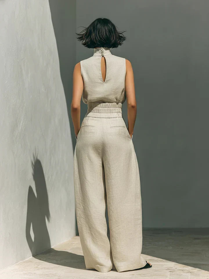 Completo Minimalista in Cotone e Lino Donna