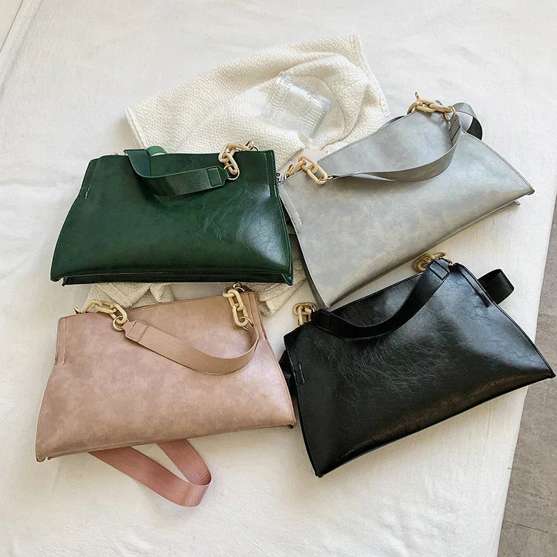 Borsa a Spalla in Pelle Morbida Grande Capacità Donna