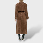 Trench Classico in Effetto Camoscio Donna
