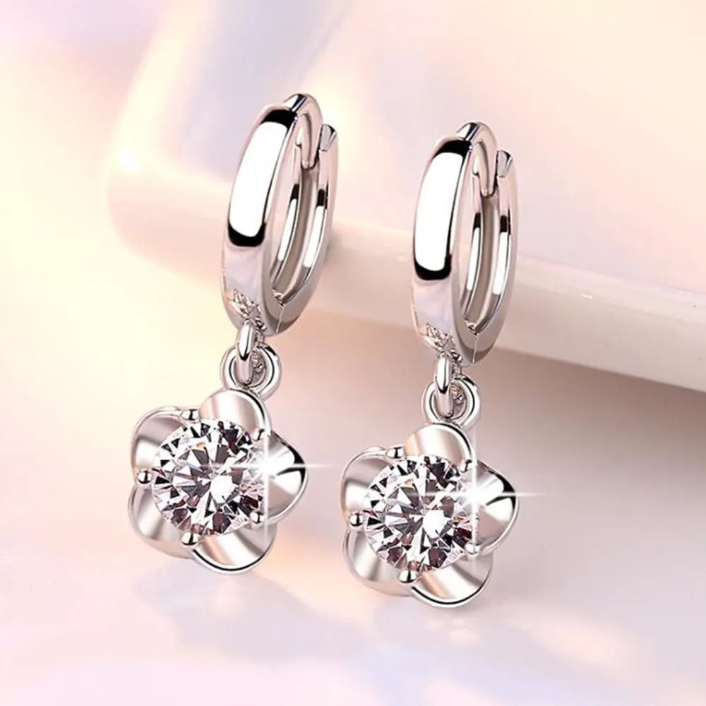 Orecchini in argento sterling con zirconi viola e bianchi