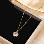 Collana romantica Sakura rosa in acciaio inossidabile