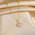 Collana romantica Sakura rosa in acciaio inossidabile