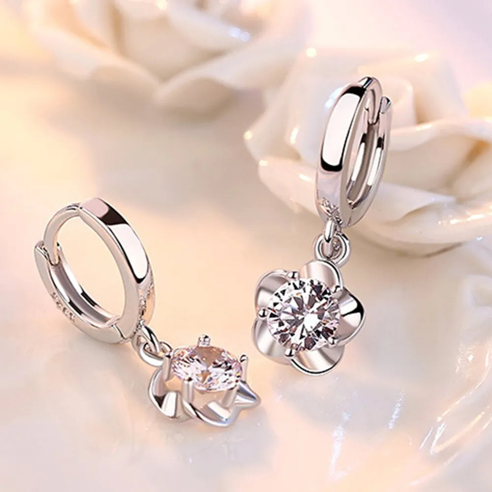 Orecchini in argento sterling con zirconi viola e bianchi