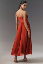 Abito da Invitata a Matrimonio Midi Donna Corsetto Gonna Plissettata Tulle
