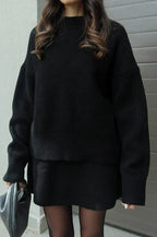 BORMIO - Completo in maglia con maglione e gonna, colore nero