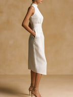Abito Midi Collo Alto Donna Senza Maniche