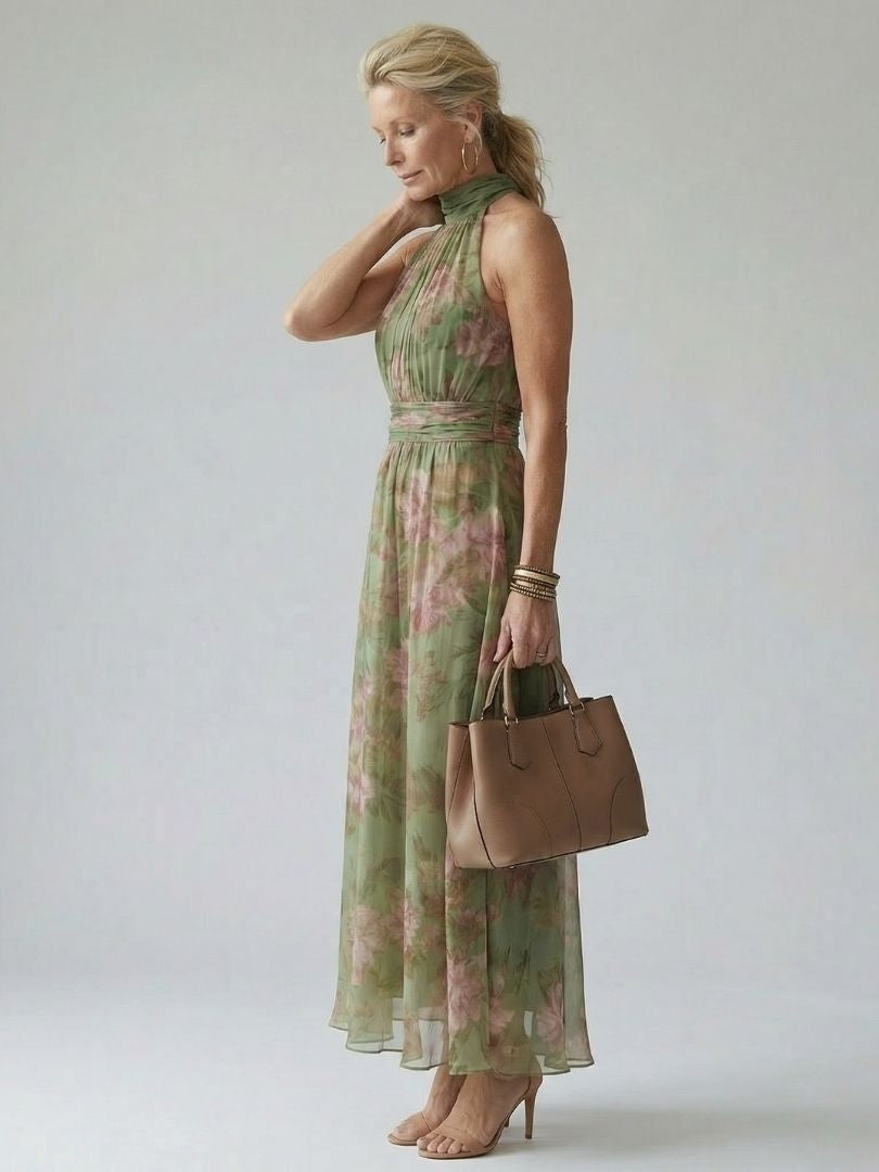 ABITO MIDI HALTER FLOREALE – L'ELEGANZA SENZA TEMPO