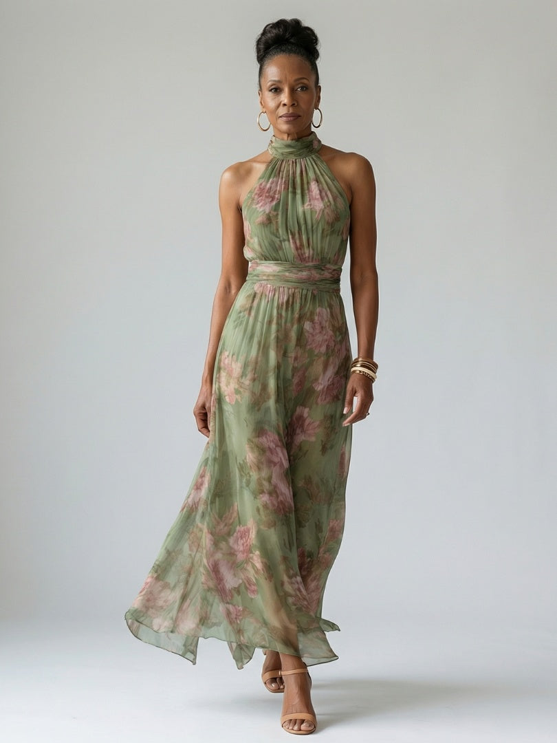 ABITO MIDI HALTER FLOREALE – L'ELEGANZA SENZA TEMPO
