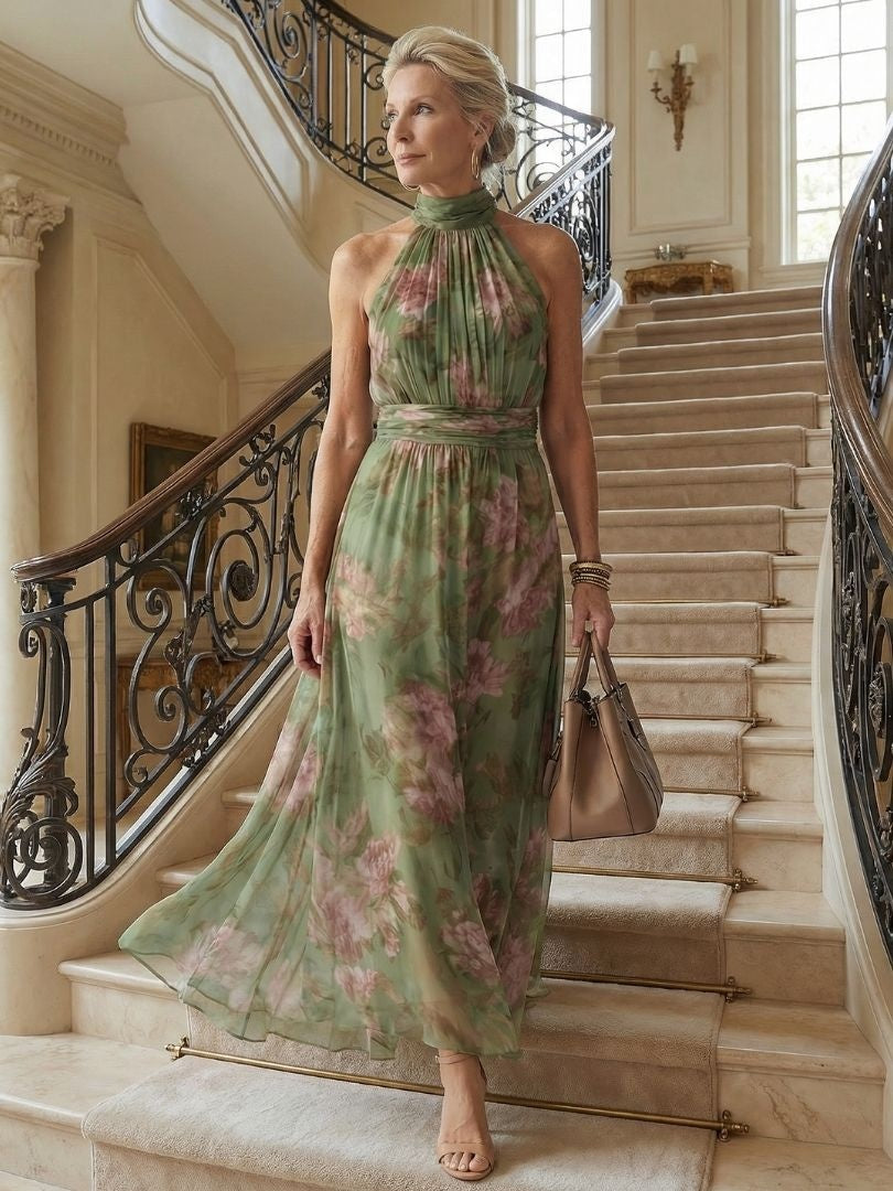 ABITO MIDI HALTER FLOREALE – L'ELEGANZA SENZA TEMPO