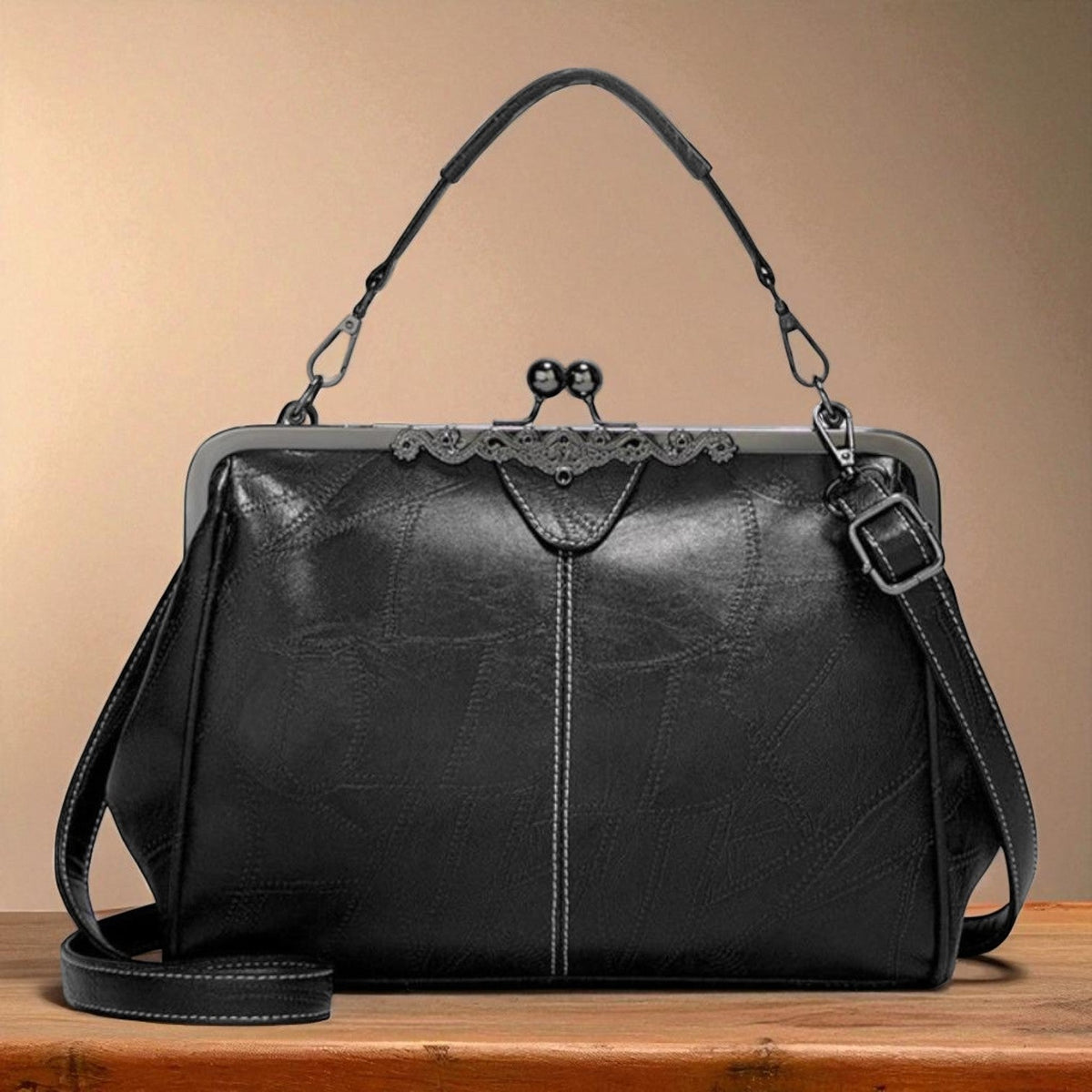 Borsa Vintage con Chiusura a Scatto Donna