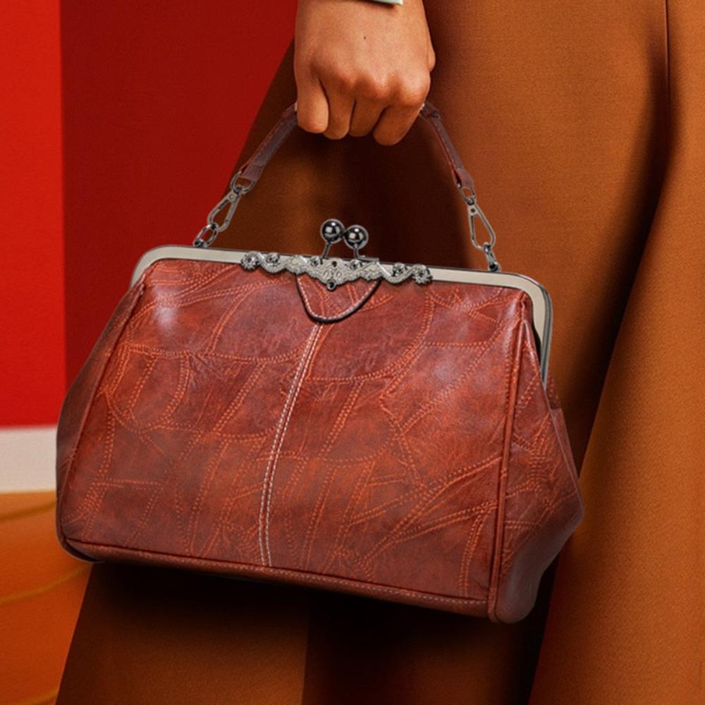 Borsa Vintage con Chiusura a Scatto Donna