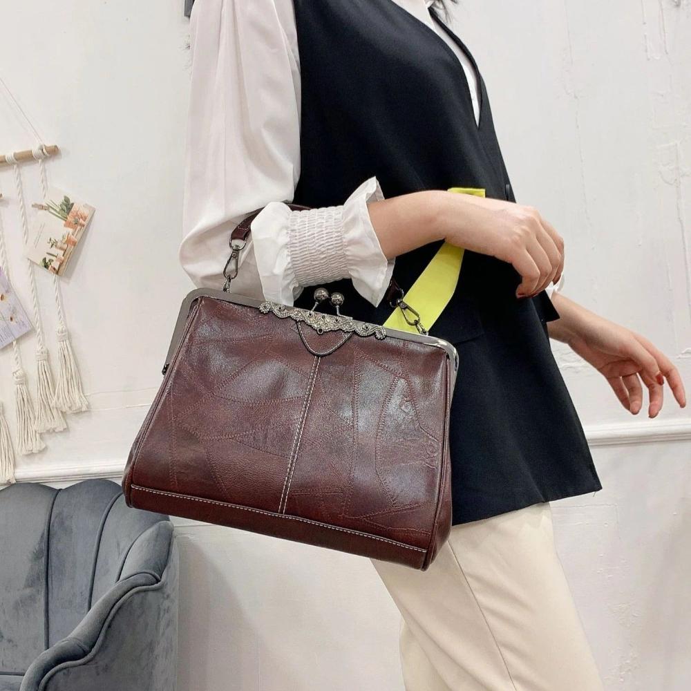 Borsa Vintage con Chiusura a Scatto Donna