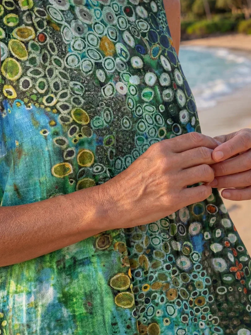 Abito Midi Stampa Geometrica da Spiaggia Donna Senza Maniche