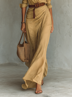 ASOLO - Abito Maxi con Collo Revers e Cintura Donna