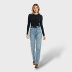 Jeans Dritti con Strass Donna