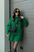 BORMIO - Completo in maglia con maglione e gonna, colore verde
