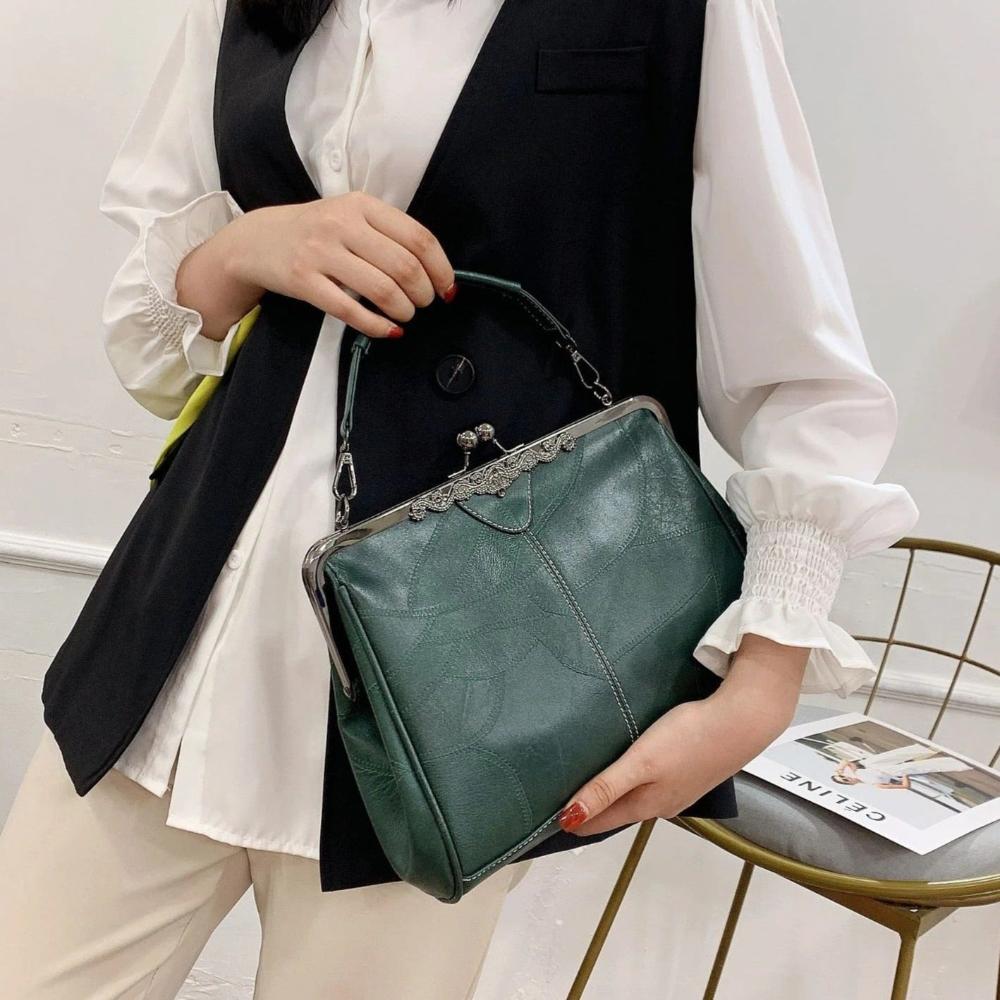 Borsa Vintage con Chiusura a Scatto Donna