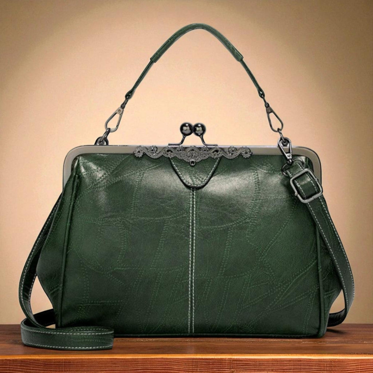 Borsa Vintage con Chiusura a Scatto Donna