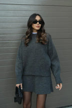 BORMIO - Completo in maglia con maglione e gonna, colore grigio