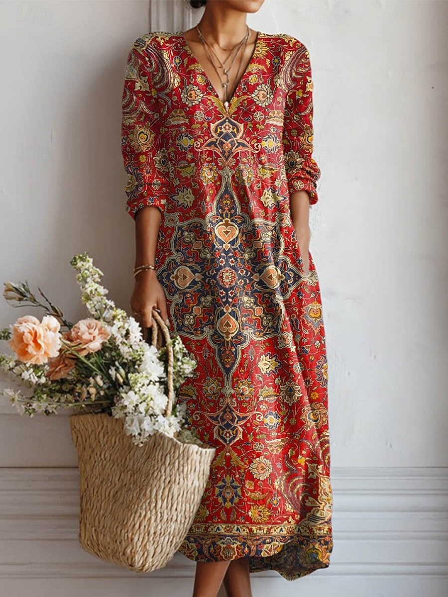 FIRENZE - Abito Lino Boho Floreale – LO STILE CHE RESPIRA LIBERTÀ