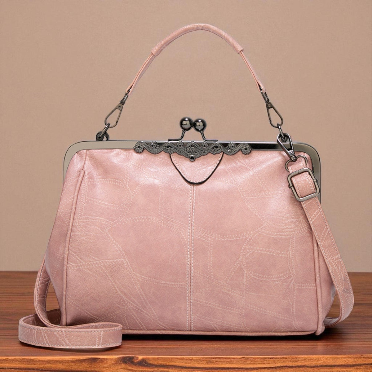 Borsa Vintage con Chiusura a Scatto Donna