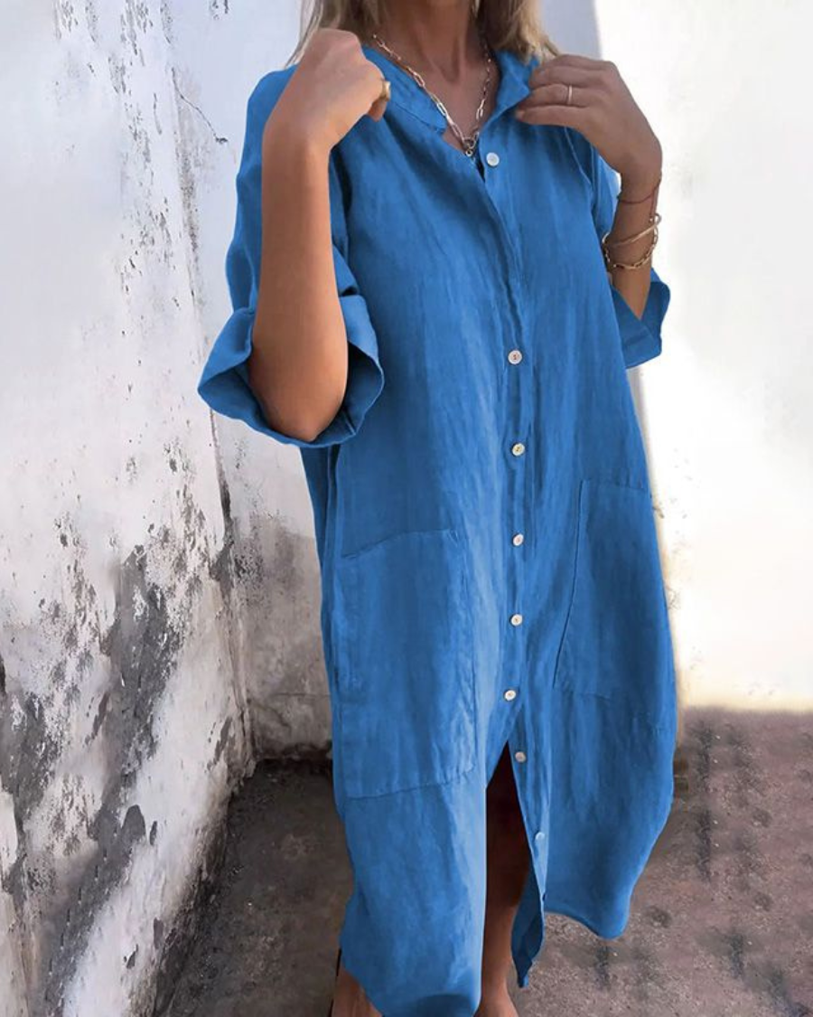 Abito Chemisier Lungo in Lino Donna Bottoni