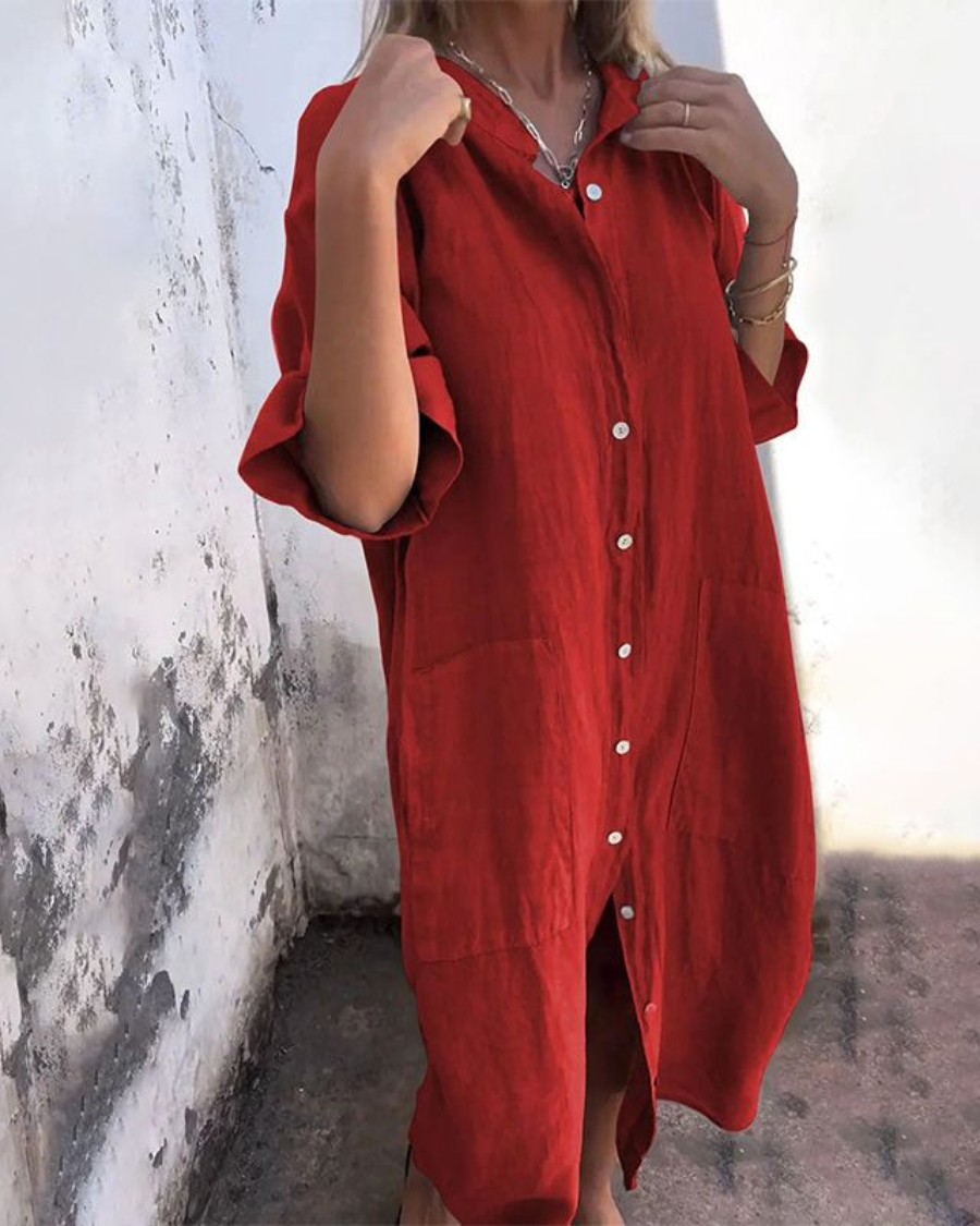 Abito Chemisier Lungo in Lino Donna Bottoni