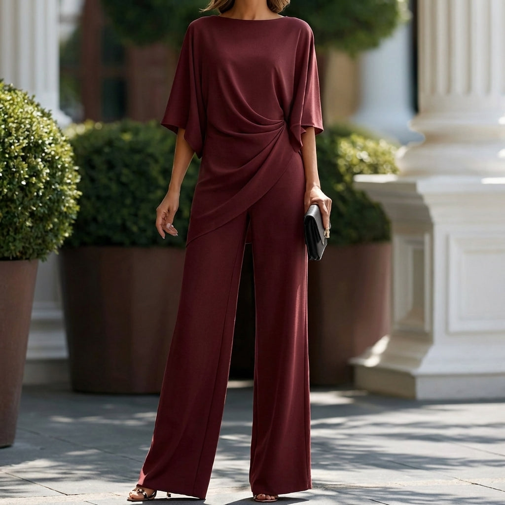 FIESOLE - Completo Due Pezzi con Blusa Drappeggiata Donna